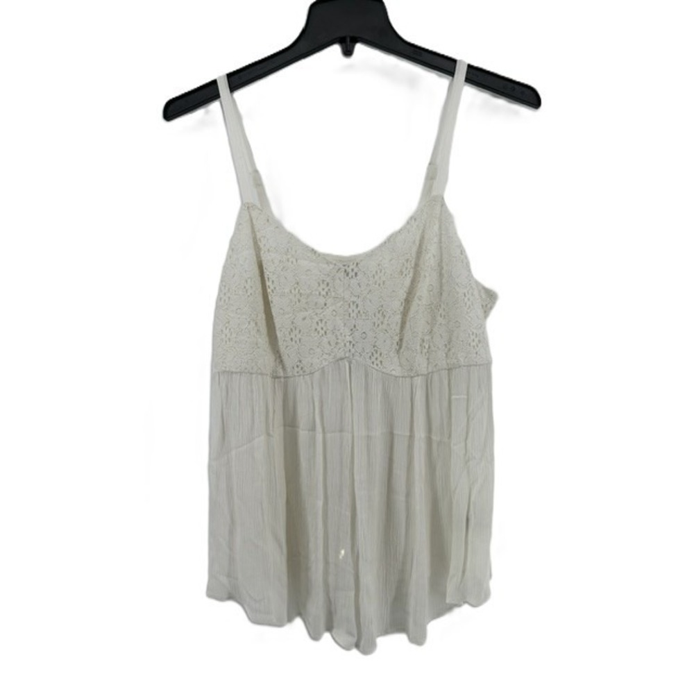 Torrid Ivory Gauze Babydoll Lace Camisole Top Plus Size 0 Large Adjustable Strap
